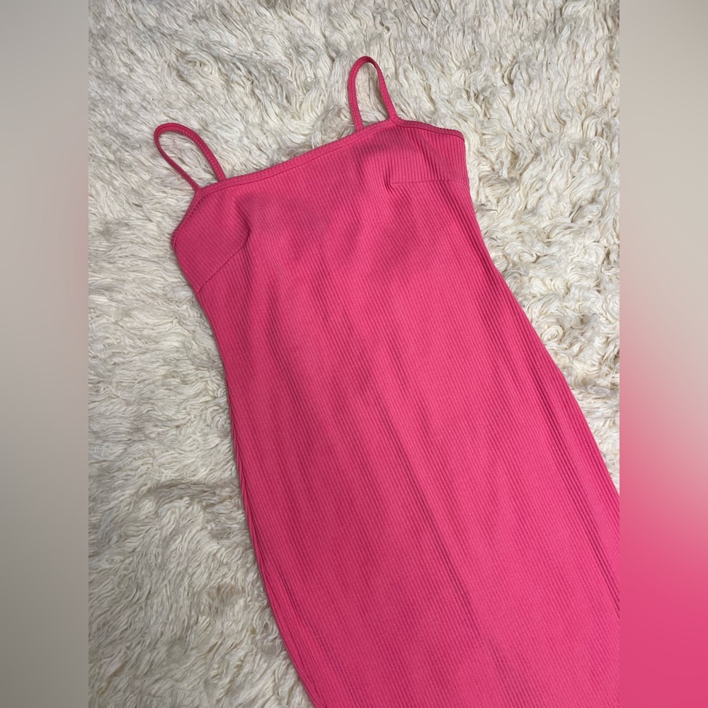 Savage X Fenty Ribbed Spaghetti-Strap Midi Dress - Hot Pink Size 2X
